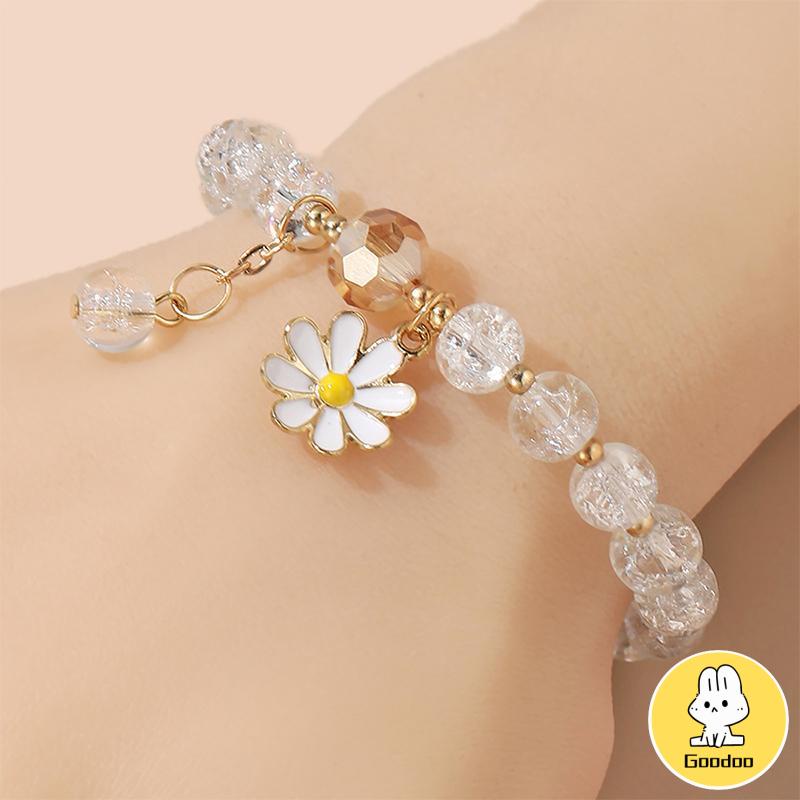 Gelang Rumbai Bunga Daisy Kristal Korea Wanita Gadis Gelang Perhiasan Aksesoris -Doo