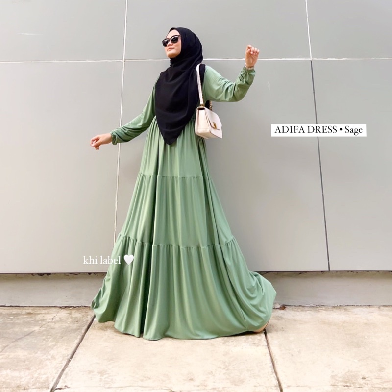 ADIFA DRESS | Gamis Jersey Rempel Susun | Gamis Daily Alamanda | Gamis Polos Ruffle