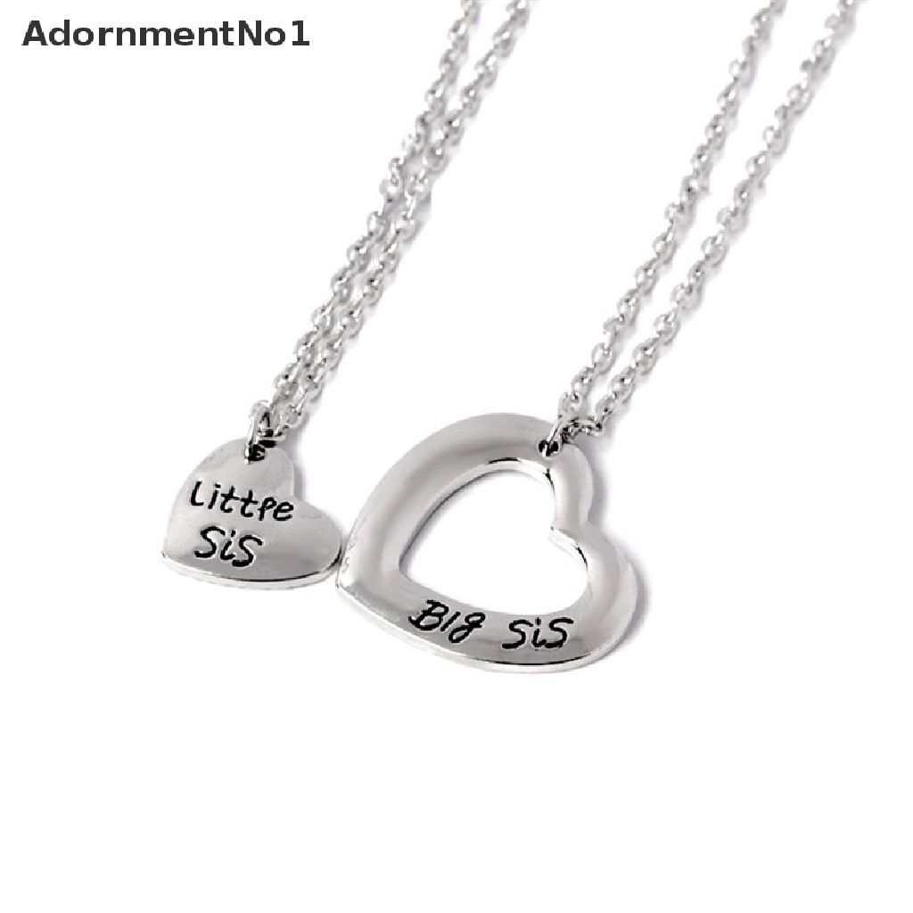 (AdornmentNo1) 2pcs / Set Kalung Rantai + Liontin Motif Tulisan Big / Little Sister Untuk Perhiasan Wanita