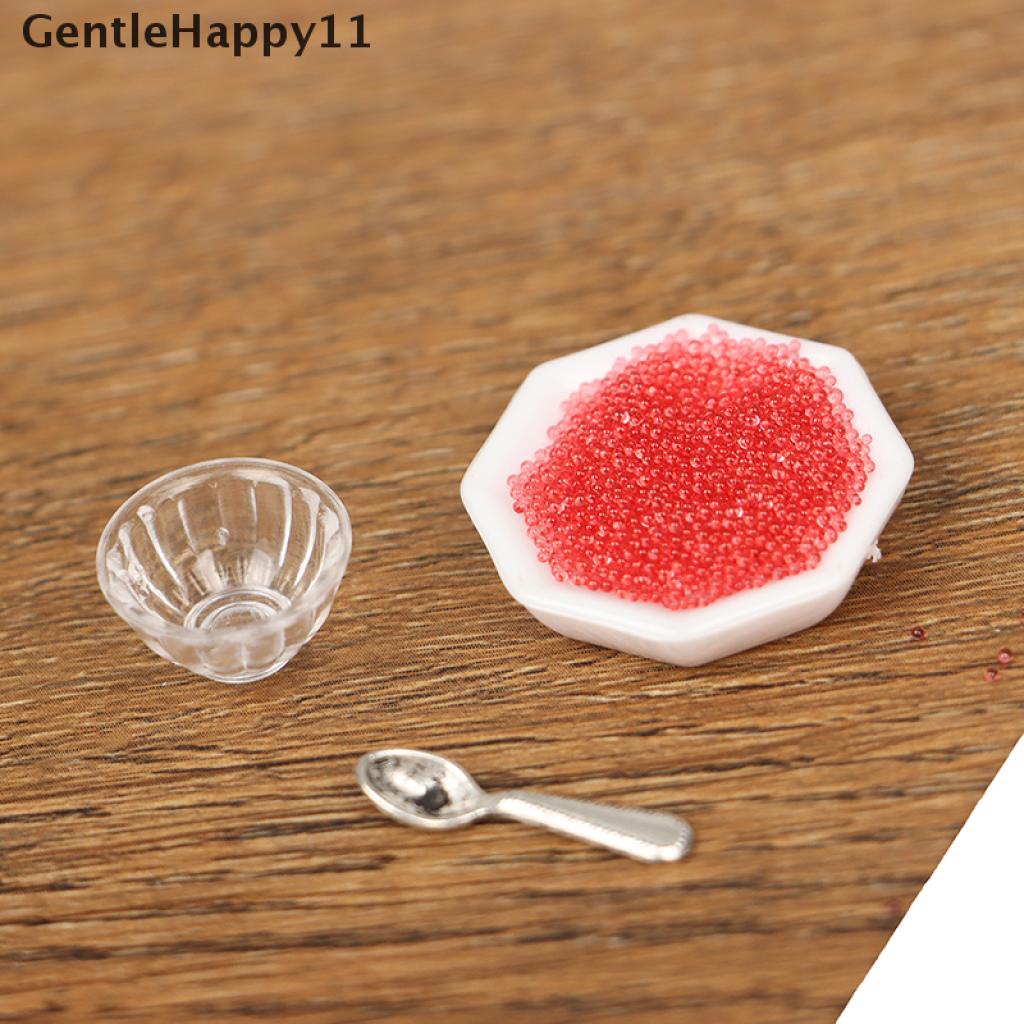 Gentlehappy 1 Set Mainan Miniatur Mangkuk Caviar + Sendok + Nampan Gaya Jepang Untuk Aksesoris Rumah Boneka 1: 12