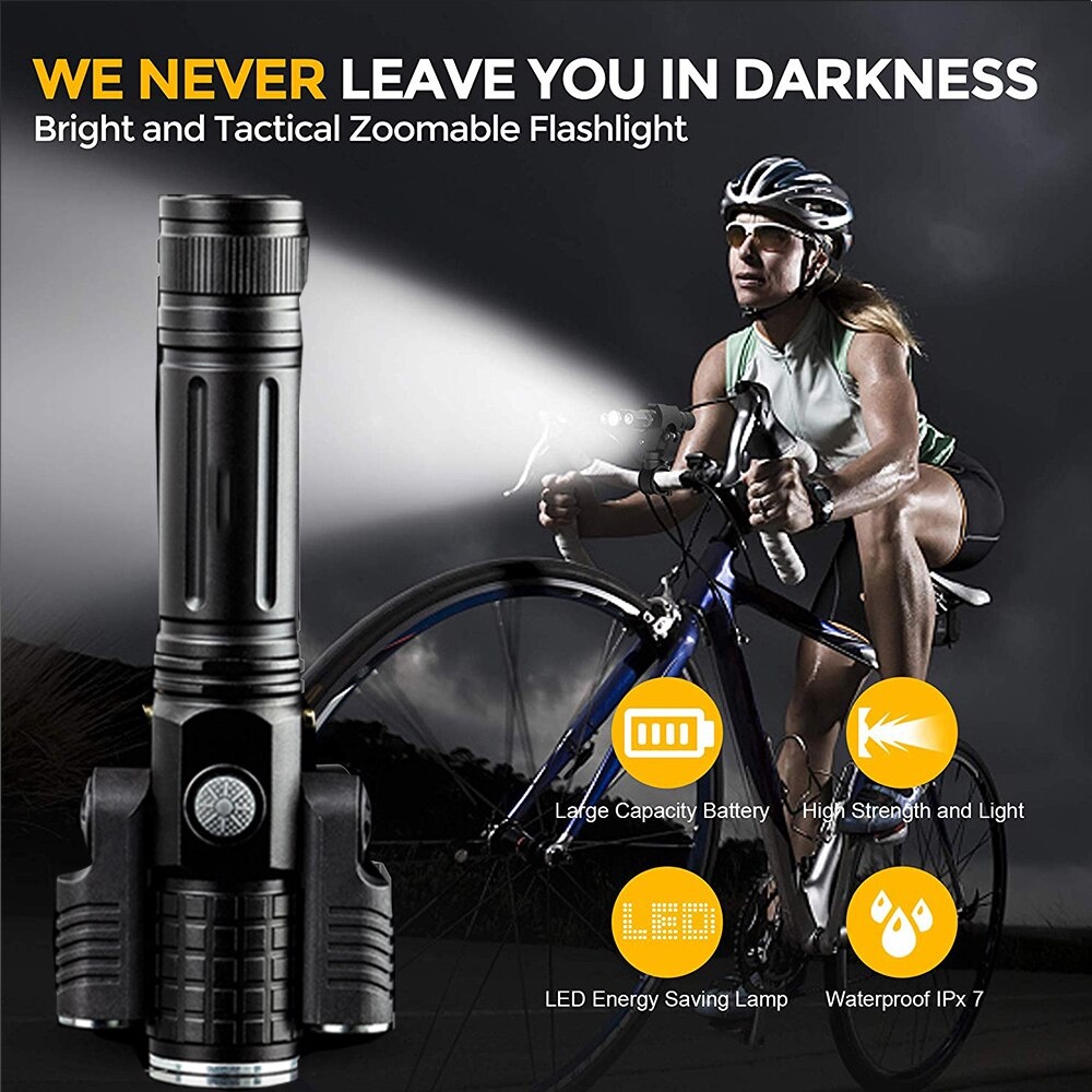 YGRETTE - BICYCLE FLASHLIGHT TaffLED Senter LED Rotating Zoom Cree XM-L T6 + 2 x XPE 15000 Lumens LAMPU SEPEDA DEPAN BELAKANG