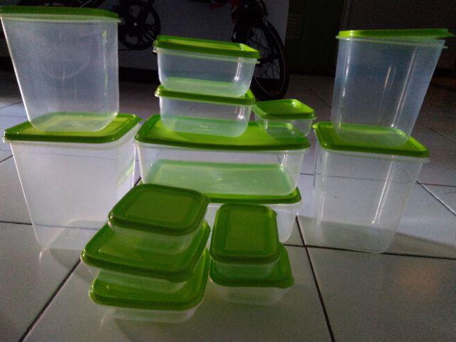 Calista Otaru Bening Isi 14 Pcs (7 Set) / Toples Plastik / Tempat Makanan / Container / Warna Hijau
