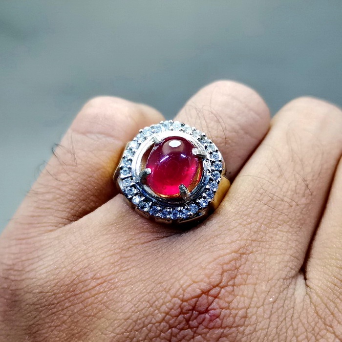 Cincin Permata Ruby Merah Delima Natural