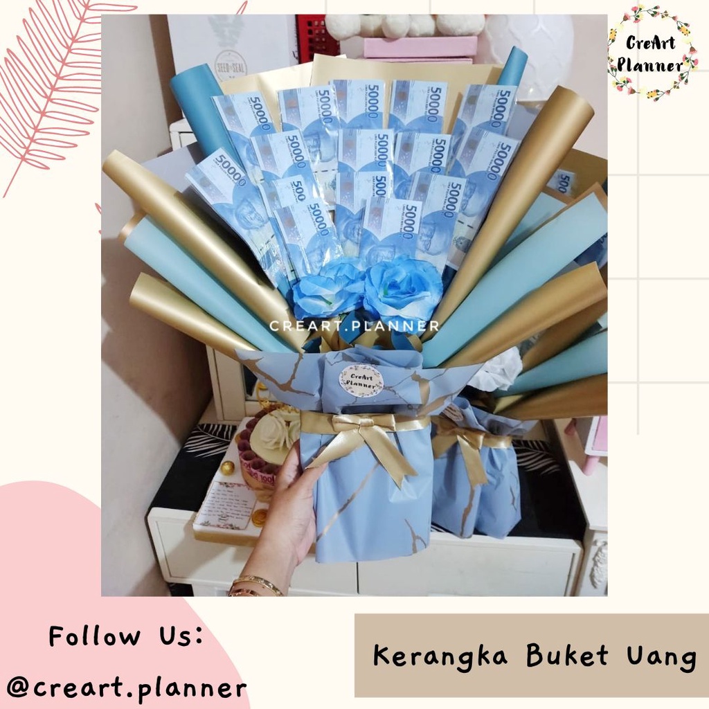 Buket uang.Buket bunga.Bunga uang.Kado uang.Mahar Uang.Bunga kertas.Bucket Wisuda 3