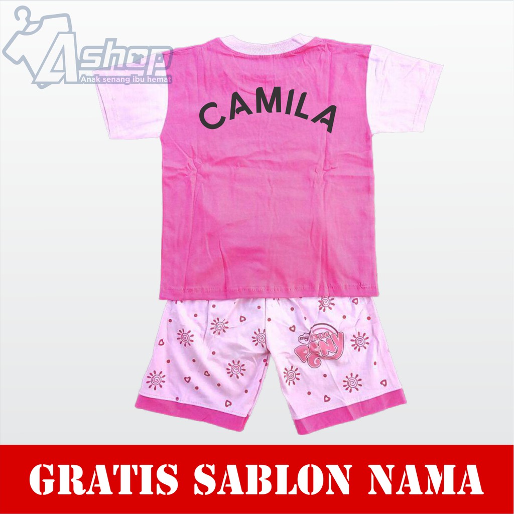 Baju Anak Setelan Little Pony Kaos Anak Laki-Laki Perempuan Murah Gratis Custom Nama