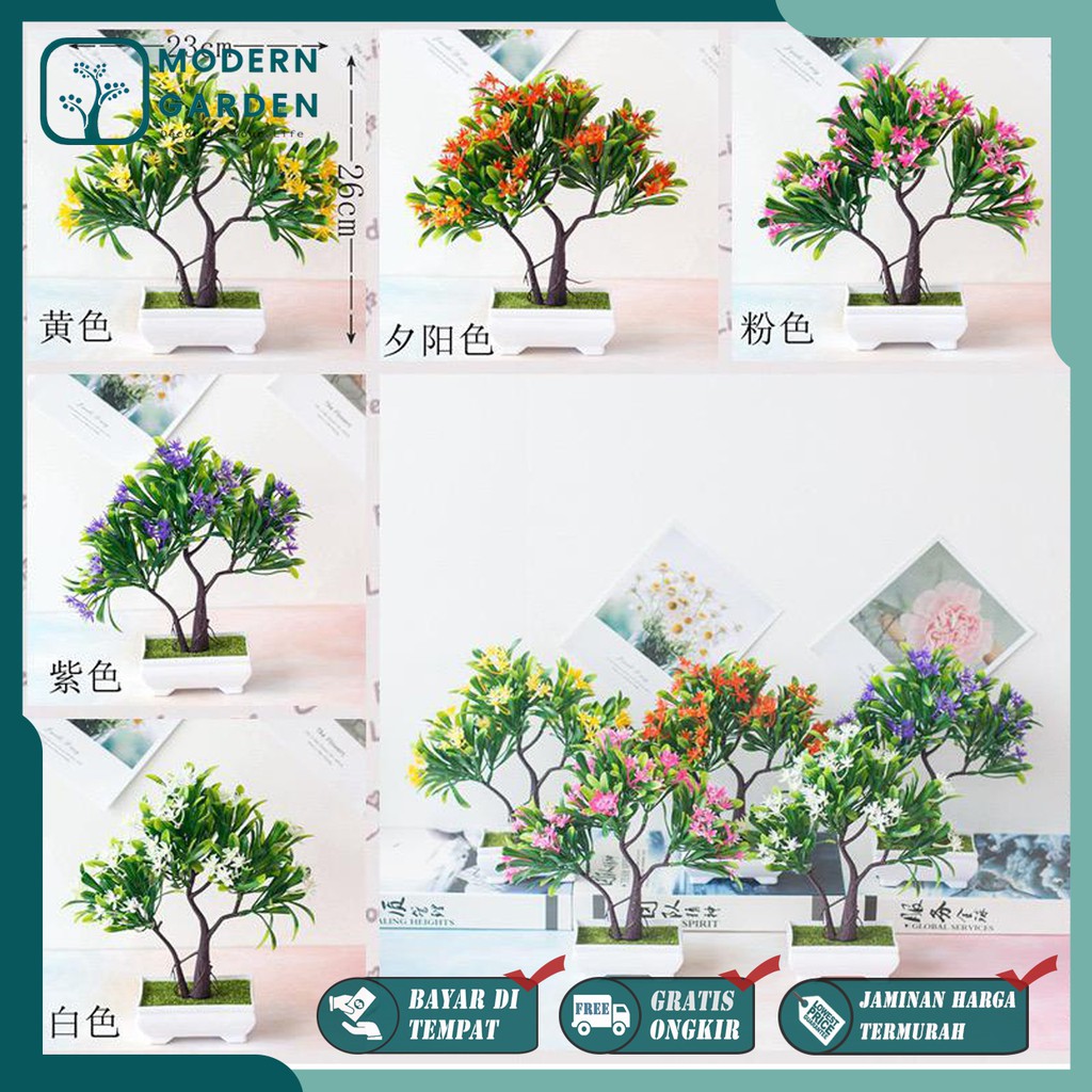 Bunga Bonsai  Dekorasi BP8820 Bahan  Plastik  Free Pot  Busa 