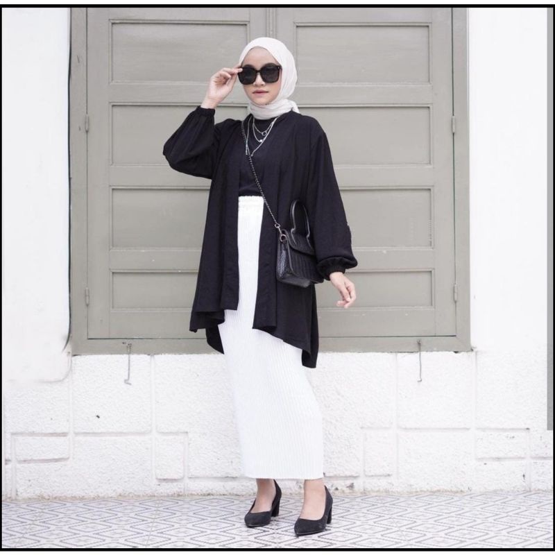 SYAFIKA OUTER PREMIUM / CARDIGAN WANITA / WARNA HITAM PUTIH ABU MOCCA / MONOCHROME FASHION
