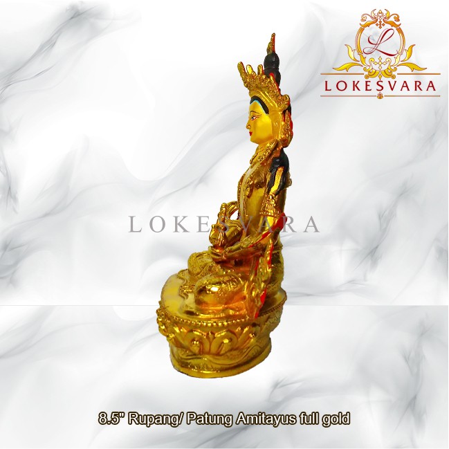 Patung Rupang Arca Logam Amitayus 8.5inch Full Gold