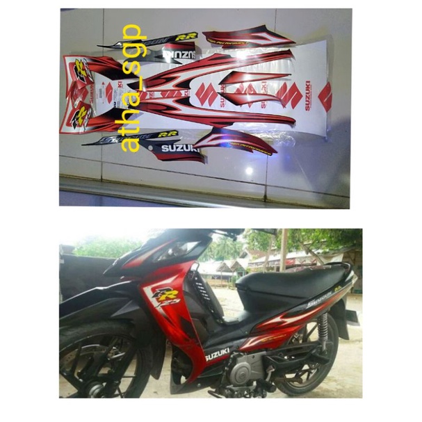 striping stiker body suzuki shogun 125 FL RR merah hitam 2010 ori sgp
