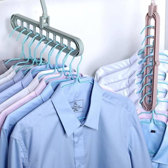 Hanger Gantungan Baju 9 Lubang Serbaguna Plastik Multifungsi Portable