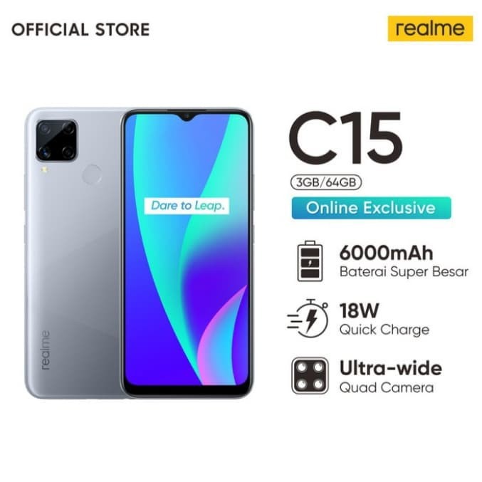Realme C15 3/64 Garansi Resmi