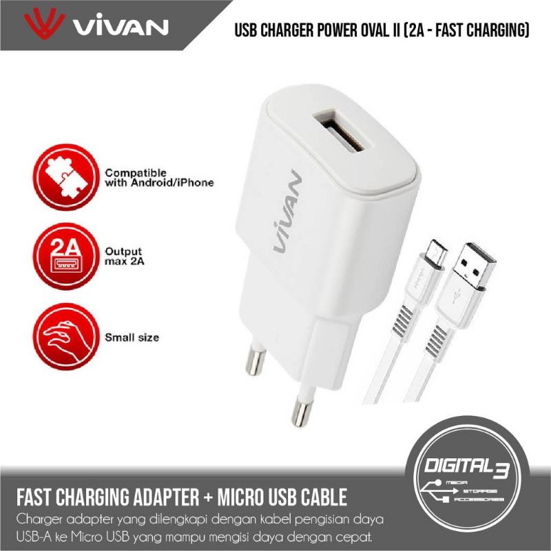 (VIVAN ll) POWER CHARGER VIVAN MICRO USB FAST CHARGING SIGLE USB