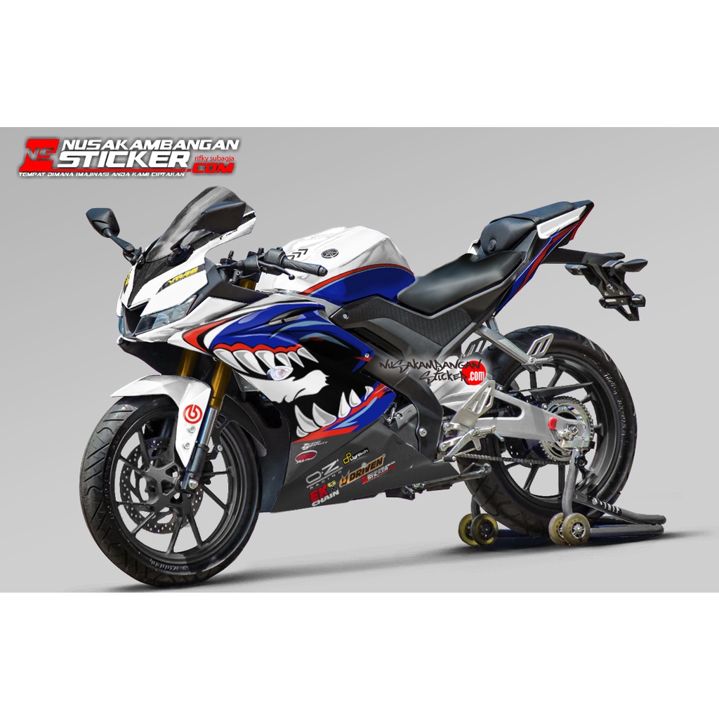 Stiker R15 V3 Hiu Putih Biru