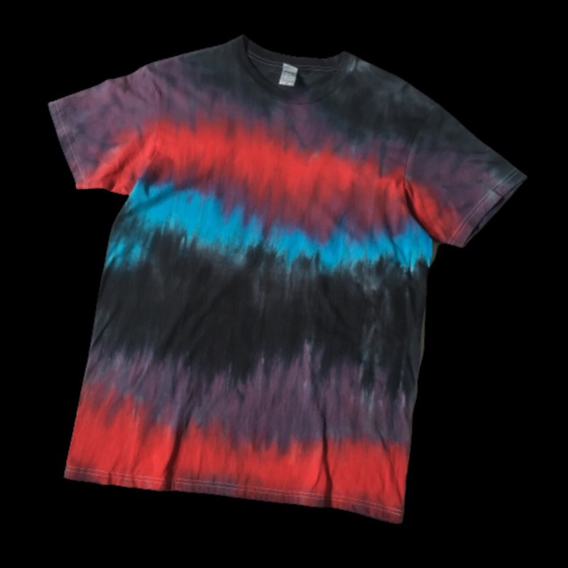 t-shirt kaos tie dye stripe hitam ungu merah biru