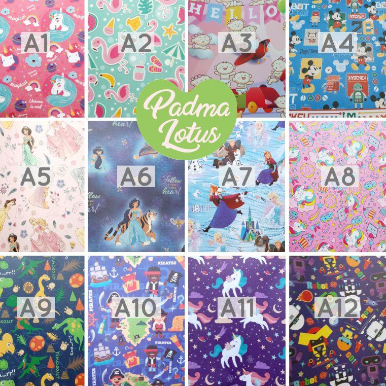 

[KODE PRODUK L3419] Kertas kado motif anak dewasa unisex sansan wawa sanwa