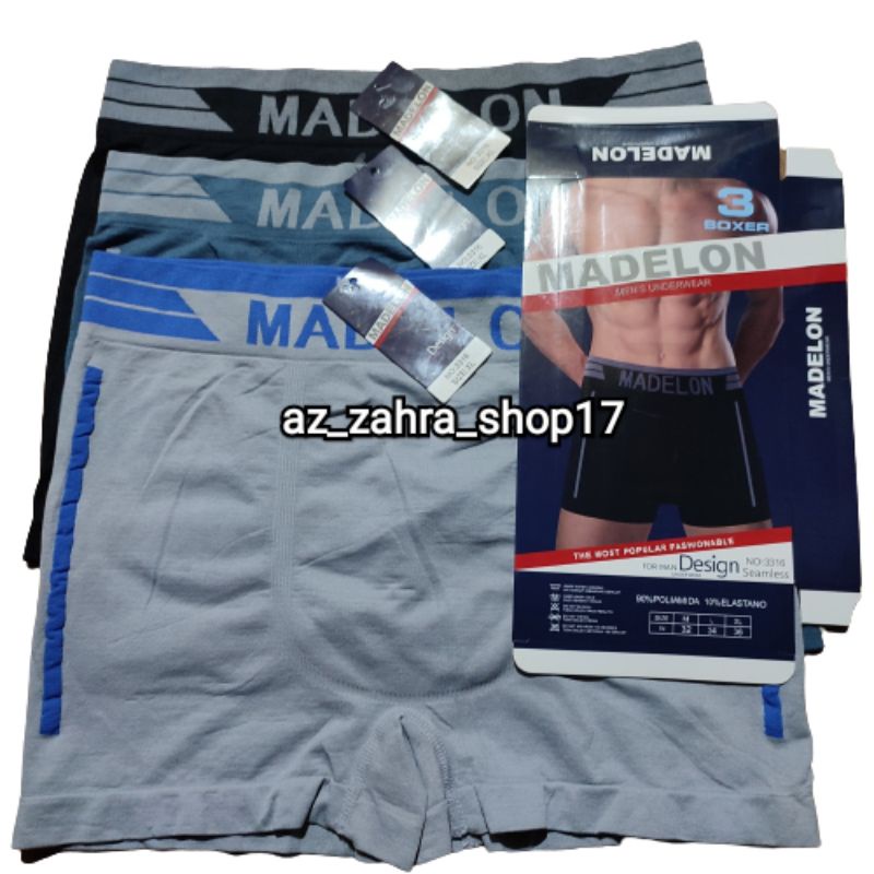 [Satu kotak isi 3pc] Celana Boxer Briefs Madelon 3316 / Celana dalam Seamless pria