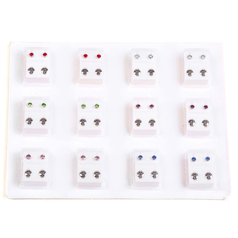 Hu Hu Hu Hu Hu Alat Bantu Pasang Kacamata♡ 12 Pasang Anting Tusuk Bahan Metal Untuk Mesin Tindik Telinga