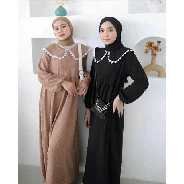 Pungky Midi Dress Crincle Polos Dotty Uragiri