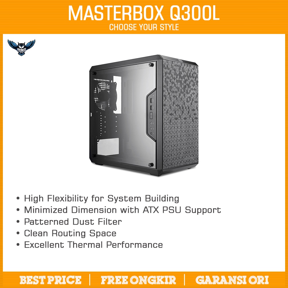 Gaming Case Cooler Master MasterBox Q300L mATX Casing Komputer