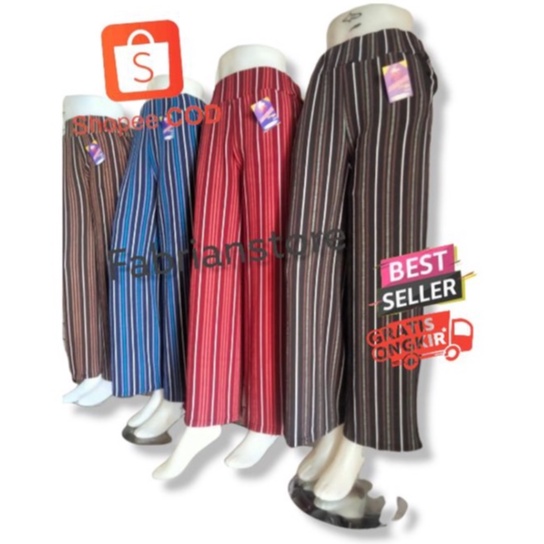 CELANA KULOT MOTIF GARIS PANJANG JUMBO - KULOT MOTIF SALUR JUMBO