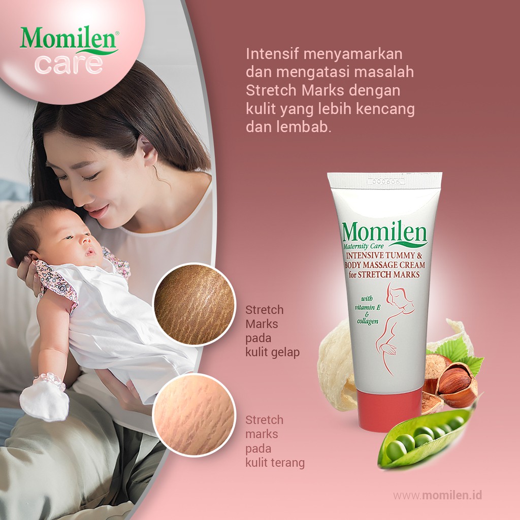 MOMILEN Stretch Mark Cream 30gr / Intensive Tummy / Penghilang Selulit / Garis Perut / Luka Perut