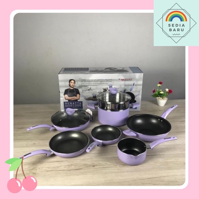 Panci supra set 9 pcs Pastel Ungu Lavender