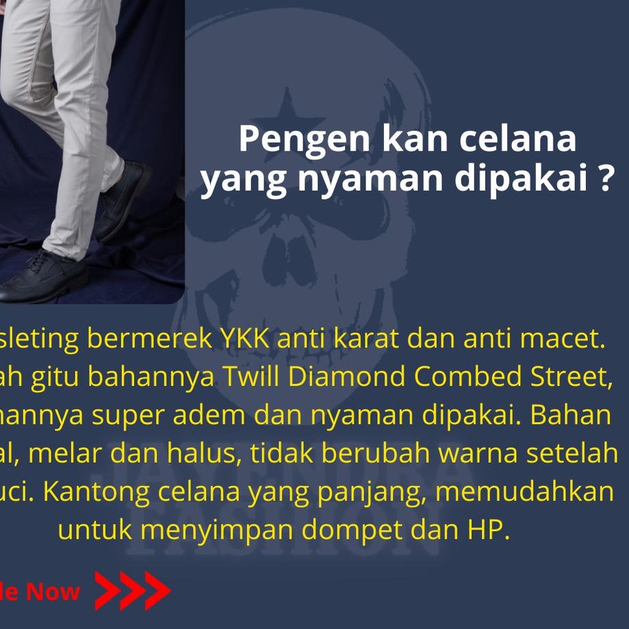 [KODE AQCZ7] Celana Cardinal Pria Panjang Chino Slimfit Katun Casual Chinos Cowok Warna Cream