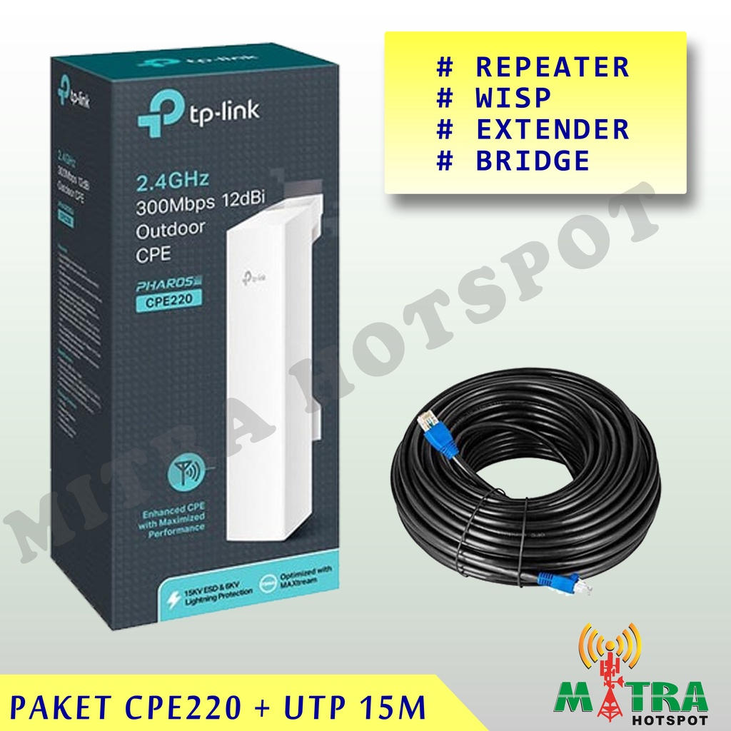 Jual Paket AP Repeater Extender WISP Hotspot TP Link CPE220 1 KM