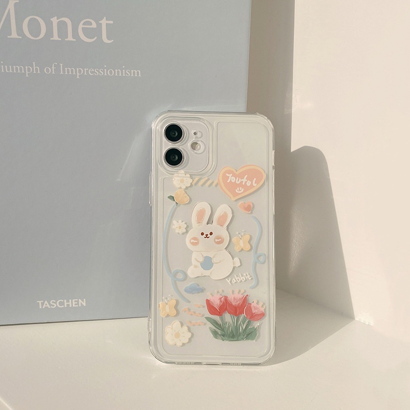 IPHONE Casing Hp Transparan Motif Kelinci Lucu Untuk Iphone6 7 8 PLUS X XR Xs11 12 13 14 MINI PRO MAX SE 2020