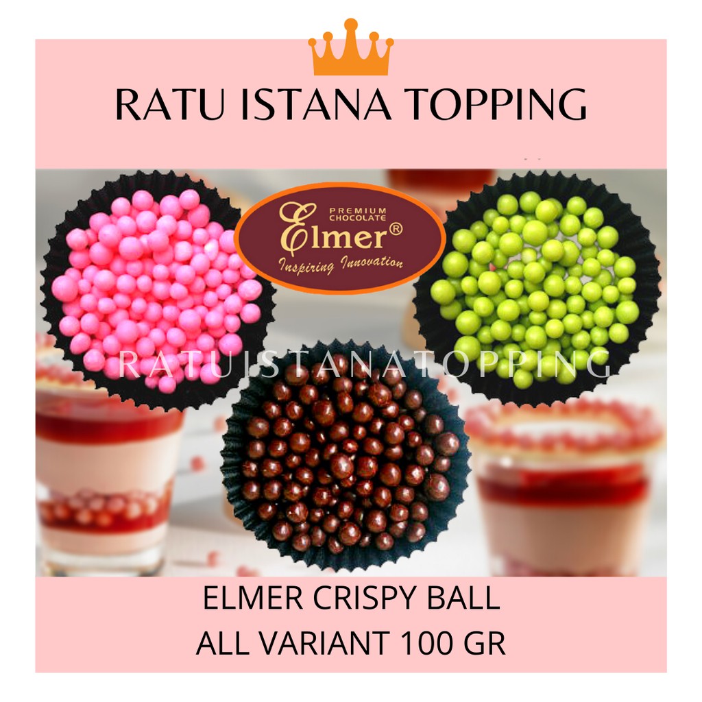 

CRISPY BALL ELMER 100GR - TOPPING DONAT - TOPING PISANG COKLAT NUGGET - KRISPI WARNA WARNI - CAVIAR