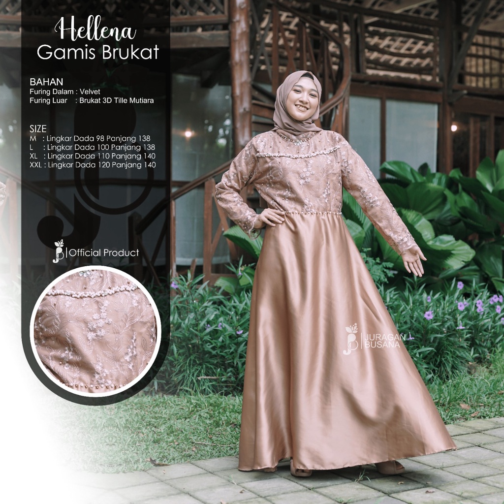Hellen Maxi Dress Gamis Pesta Kombinasi Brokat Brukat Dan Sayap Berbahan Armani. Gamis Mikayla Baju 