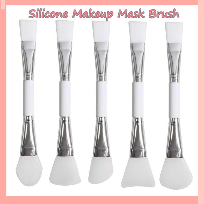 1Pc Silica Gel Fiber Bristles Facial Mask Brush W/Double-Ended Design