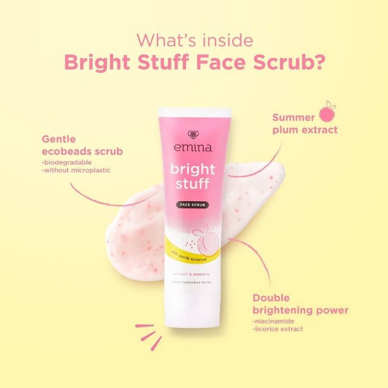 Emina Bright Stuff Series Face Wash Scrub ms. pimple Acne Prone Tone Up Cream Moisturizing Cream Serum 7,5 ml 50 ml 100 ml