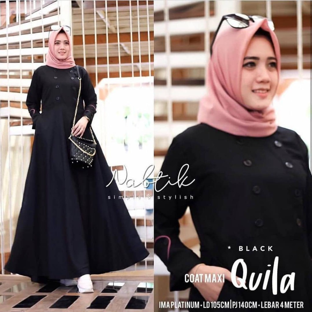 Baju Dress QUILA DRESS Gamis Dress Maxi Setelan Muslim Wanita Hijab Terbaru Termurah baju hamil
