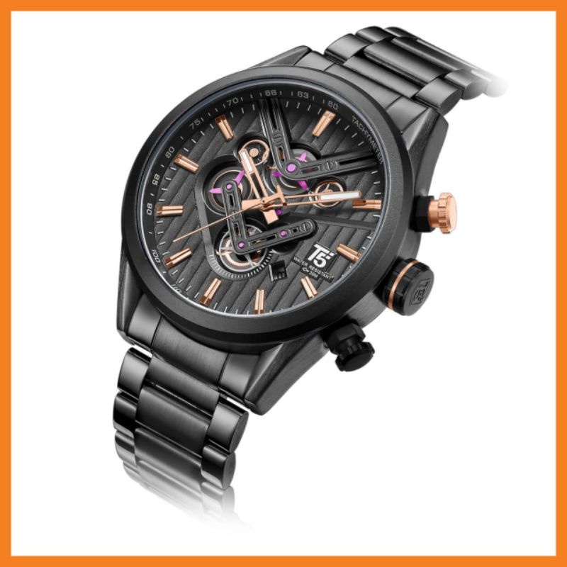 JAM TANGAN T5 PRIA H-3628G STAINLESS STEEL ORIGINAL