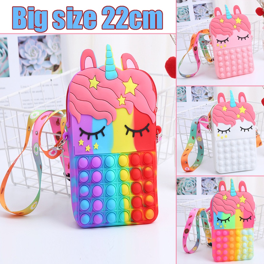 【COD】Tas Ransel Pop It Unicorn Makaron Rainbow Murah Anak Penghilang Stress Pop it MUAT HP