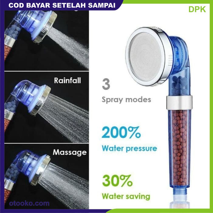 Kepala Ion Head Shower SPA Ionizer Kesehatan Kamar Mandi 3 Mode Ion SPA Ionizer Healthy Crystal 3 Mode Bonus Selang 140CM