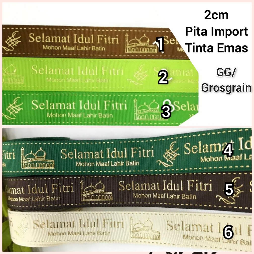 1 YARD (90CM) PITA KADO HAMPERS IDUL FITRI | GROSGRAIN SATIN IMPORT TINTA EMAS TIMBUL