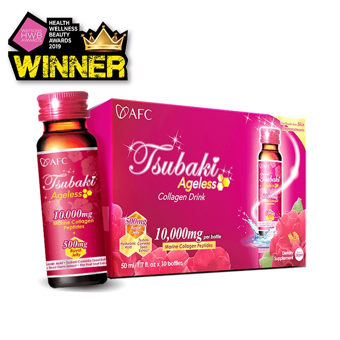 AFC Japan Tsubaki Ageless 10s, EX Marine Collagen, Revitalize Skin, Improve Healing, Reduce Pigmenta