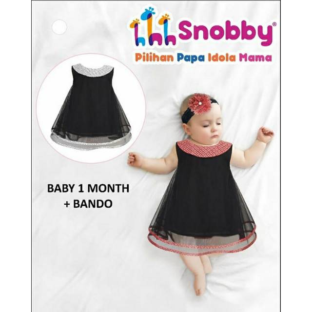 ♥BabyYank♥ DRESS SNOBBY KTHK009 + HEADBAND - NEWBORN BABY DRESS - GAUN ANAK BARU LAHIR