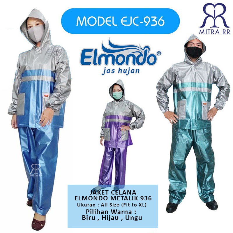 Jas Hujan Jaket Celana Elmondo Kombinasi Metalik 936/ Jas Hujan Setelan Pria Wanita