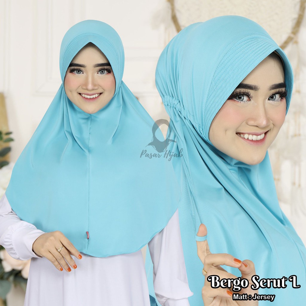 Jilbab Instan Bergo Serut Size L Hijab Instan Jersey Premium Ori Nayla Hija'b Kerudung Bergo Pasar Hija'b