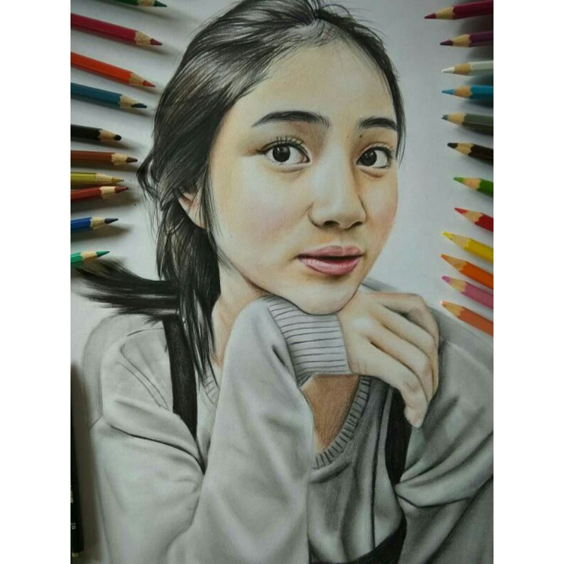 (A3 +Bingkai) Sketsa wajah warna/gambar wajah/gambar wajah