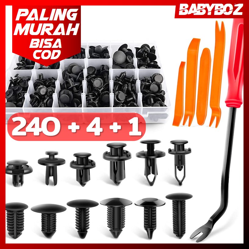 BABYBOZ - SUGERYY Baut Rivet Mobil Universal Snap Joint Clips 240 PCS + 5 Pengungkit Car Bumper Push