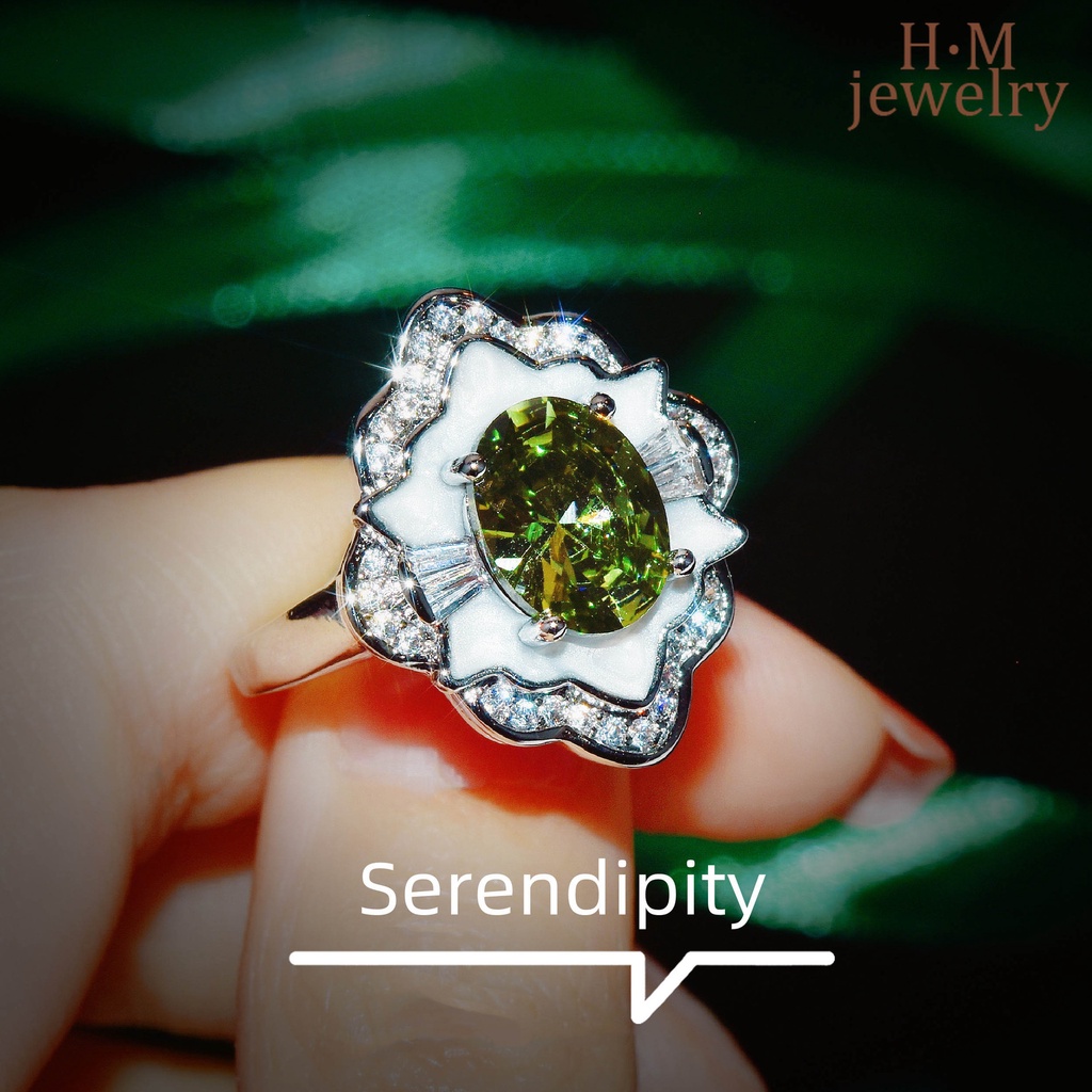 Cincin Peridot Bahan S925 Silver