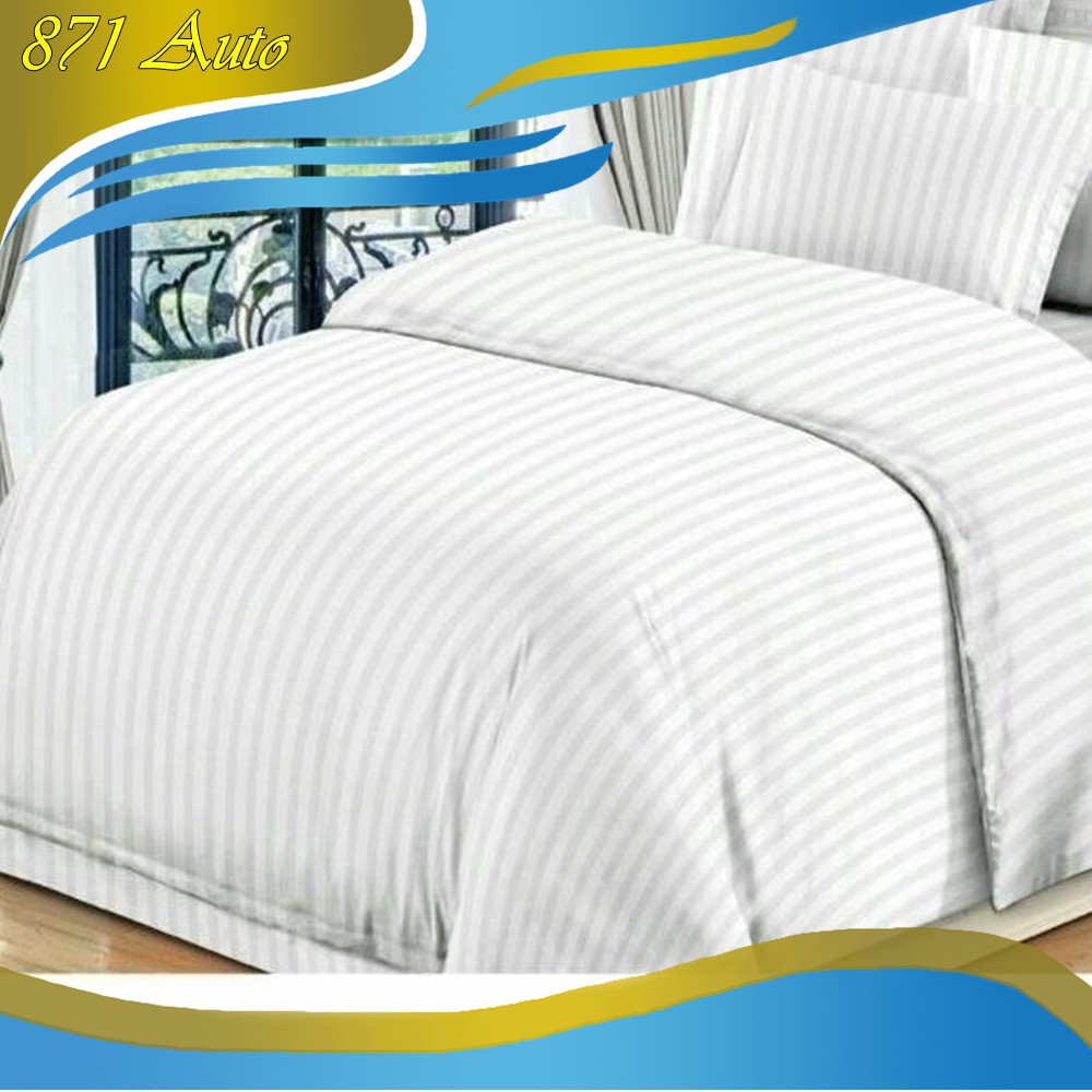 BEDCOVER HOTEL BEDCOVER PUTIH GARIS SALUR BEDCOVER KINGKOIL BEDCOVER KING BEDCOVER QUEEN SPREI HOTEL