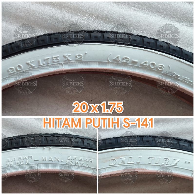 Ban Luar 20 x 1.75 Sepeda Lipat Minion Mini BMX. HITAM PUTIH. SWALLOW DELI TIRE