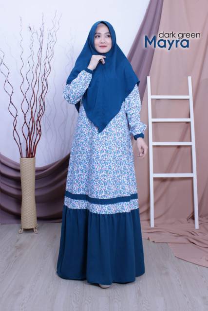 Gamis Mayra Katun Jepang Komb Wolly Crepe Set Hijab By AKIFA