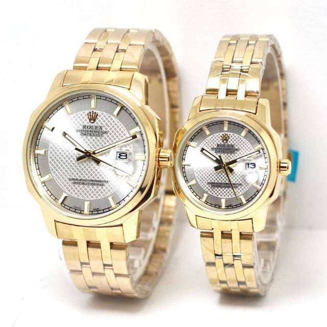 JAM TANGAN COUPLE ROLEX RANTAI TANGGAL HARI AKTIF