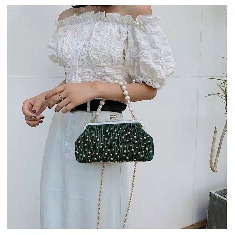 SG7492 syafniegalery tas pesta import mutiara tali rantai 3232 2023